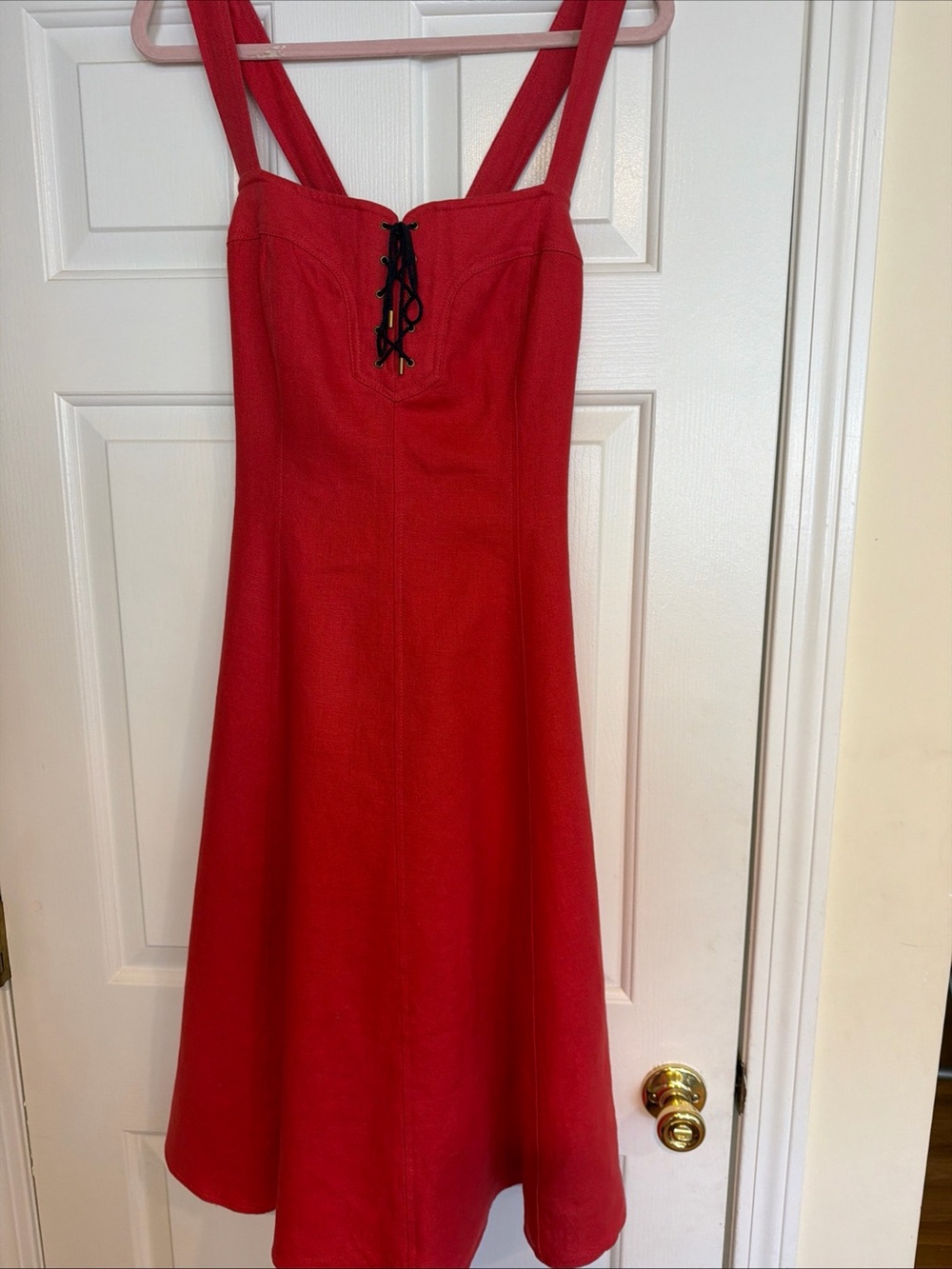 Ralph Lauren Fit-and-Flare nautical linen Dress with Lace-Up Front